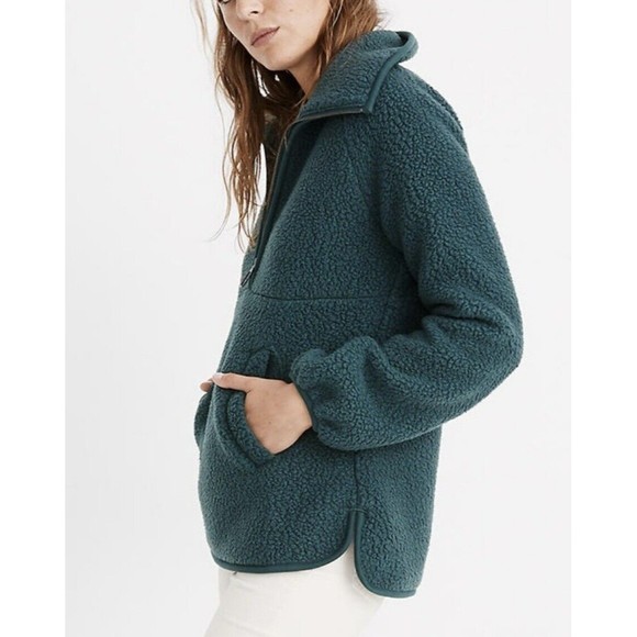 Madewell Women’s  XL Polartec Fleece Half Zip Green - Picture 2 of 12
